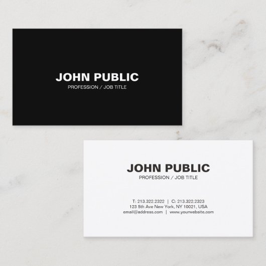 Moderne Berufliche Schwarz-weiße Elegante Sauberke Visitenkarte (Vorne/Hinten)