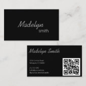 Moderne Berufliche Schwarz-weiße Minimalskripte  Visitenkarte (Vorne/Hinten)