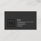 Moderne berufliche schwarze Textur einfach elegant Visitenkarte (Rückseite)