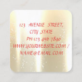 Moderne Berufliche Shiny Gold, Blume Heelse Quadratische Visitenkarte (Rückseite)