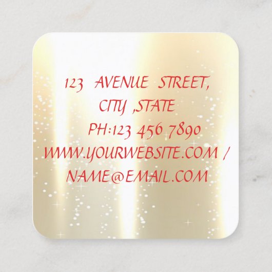 Moderne Berufliche Shiny Gold, Blume Heelse Quadratische Visitenkarte (Rückseite)