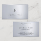 Moderne Berufliche Silver-Vorlage für Monogramm Visitenkarte (Vorne/Hinten)