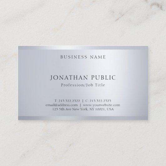 Moderne Berufliche Silver-Vorlage für Monogramm Visitenkarte (Rückseite)