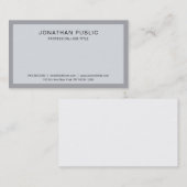 Moderne Berufliche Stille Elegant Grau Weiß Visitenkarte (Vorne/Hinten)