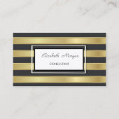 Moderne Berufliche, stilvolle Gold Black Stripes Visitenkarte (Vorderseite)