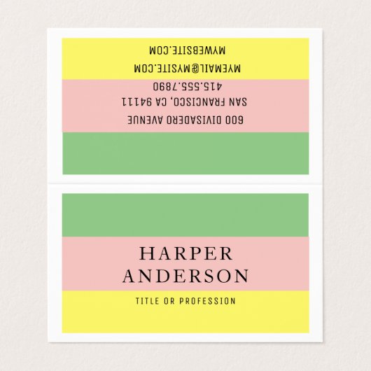 Moderne Berufliche Streifen Visitenkarten (Außenseite Aufgefaltet)