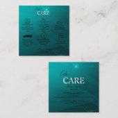 Moderne, Berufliche türkisfarbene Kuchenpflege Quadratische Visitenkarte (Vorne/Hinten)