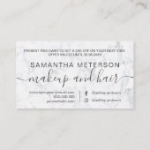 Moderne berufliche Typografie aus weißem Marmor Rabattkarte (Rückseite)