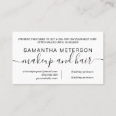 Moderne berufliche Typografie in Schwarzweiß Rabattkarte (Rückseite)