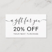 Moderne berufliche Typografie in Schwarzweiß Rabattkarte (Vorderseite)