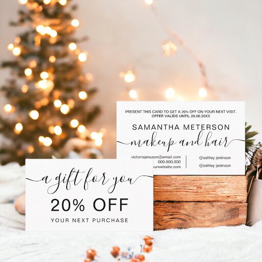 Moderne berufliche Typografie in Schwarzweiß Rabattkarte