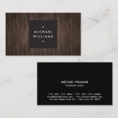 Moderne Berufliche Visitenkarte aus dunklem Holz (Vorne/Hinten)
