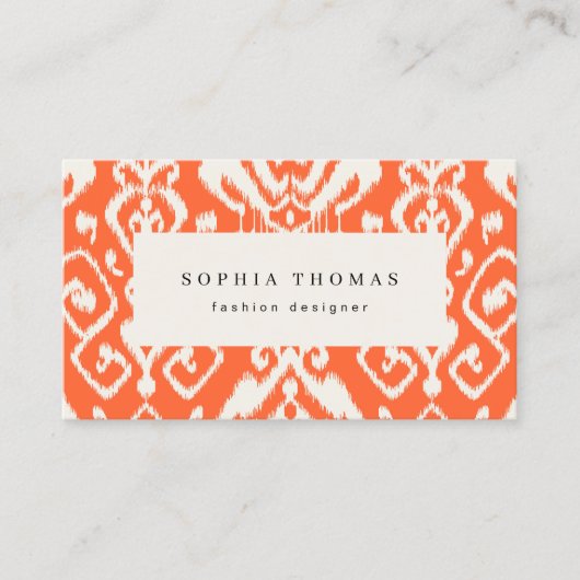 Moderne berufliche Visitenkarte Ikat Orange (Vorderseite)