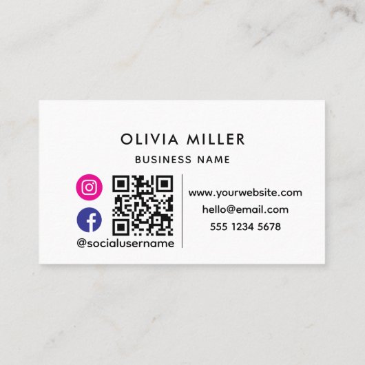 Moderne Berufliche Visitenkarte mit QR-Code (Rückseite)
