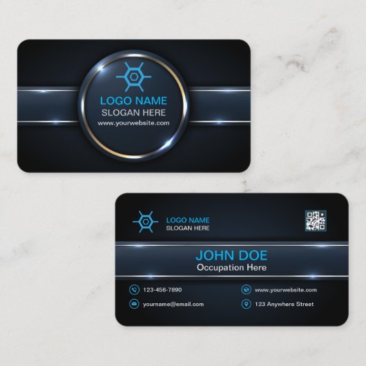 Moderne Berufliche Visitenkarte mit QR-Code (Vorne/Hinten)