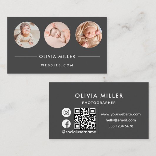 Moderne Berufliche Visitenkarte mit QR-Code (Vorne/Hinten)