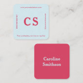 Moderne Berufliche Vorlage rosa und hellblau Quadratische Visitenkarte (Vorne/Hinten)