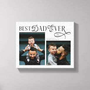 Moderne Best Dad Ever 2 Fotos Vatertagsgeschenke Leinwanddruck
