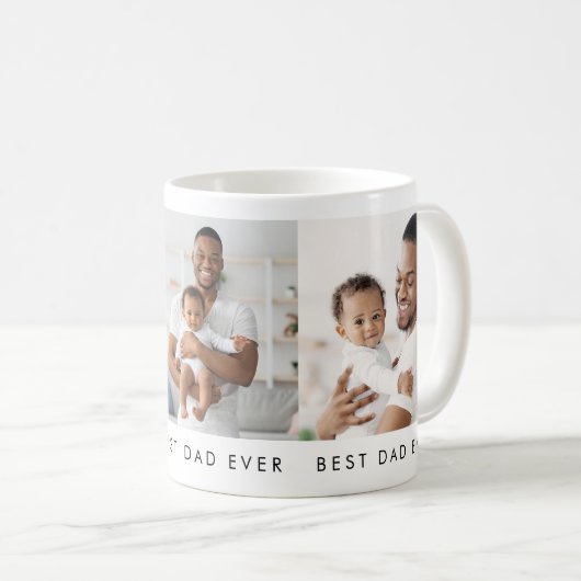 Moderne Best Dad Ever 3 Foto Kaffeetasse (VorderseiteRechts)