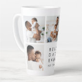 Moderne Best Dad Ever 5 Foto Latte Tasse (Linke Ecke)