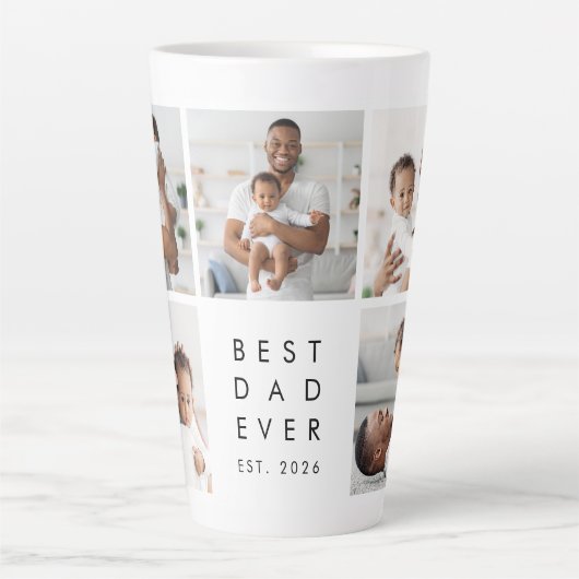 Moderne Best Dad Ever 5 Foto Latte Tasse (Vorderseite)