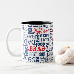 Moderne Best Dad Ever Typografie Rot und Blau Zweifarbige Tasse