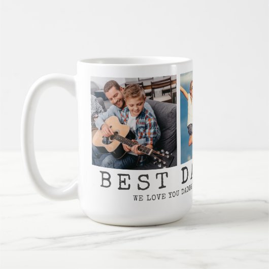 Moderne BEST DADDY JE 3 Fotos Personalisiert Kaffeetasse (Links)