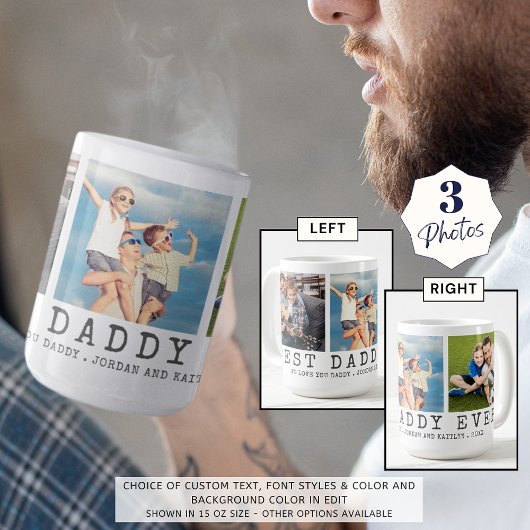 Moderne BEST DADDY JE 3 Fotos Personalisiert Kaffeetasse