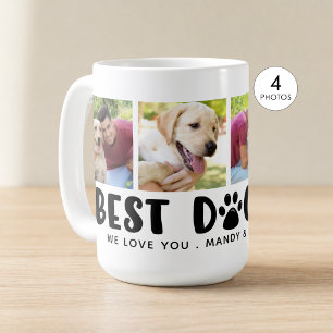 Moderne BEST DOG VATER 4 FotoCollage Paw Print Kaffeetasse