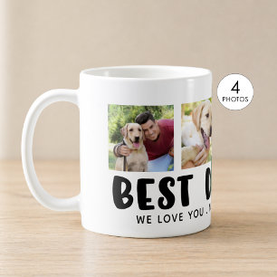 Moderne BEST DOG VATER Paw Print FotoCollage Kaffeetasse