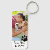 Moderne BEST DOG VATER Paw Prints 2 Fotos Name Schlüsselanhänger (Rückseite)