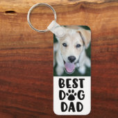 Moderne BEST DOG VATER Paw Prints 2 Fotos Name Schlüsselanhänger (Vorderseite)