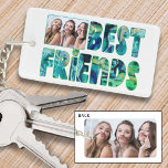 Moderne BEST FREUNDE 2 Fotos Aquamarin Türkis Schlüsselanhänger<br><div class="desc">Mit diesem lustigen typografischen Titeldesign von BEST FRIENDS in aquamarinen, türkisfarbenen, blauen und grünen Aquarellen auf einer Seite und einem blühenden Foto auf der Rückseite kreieren Sie Ihren eigenen, einzigartigen und unvergesslichen Foto-Schlüsselanhänger mit 2 Bildern für Ihre Bestien oder BESTE FREUNDIN. HILFE: Für Hilfe bei Designänderungen, Personalisierungen oder Farbveränderungen wenden...</div>