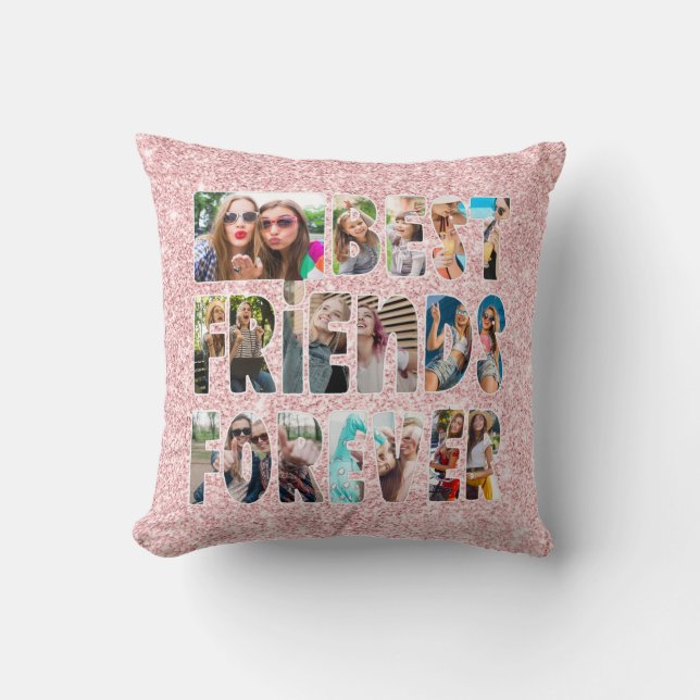 Moderne BEST FREUNDE FREVER Letters Foto Glitzer Kissen (Vorderseite)