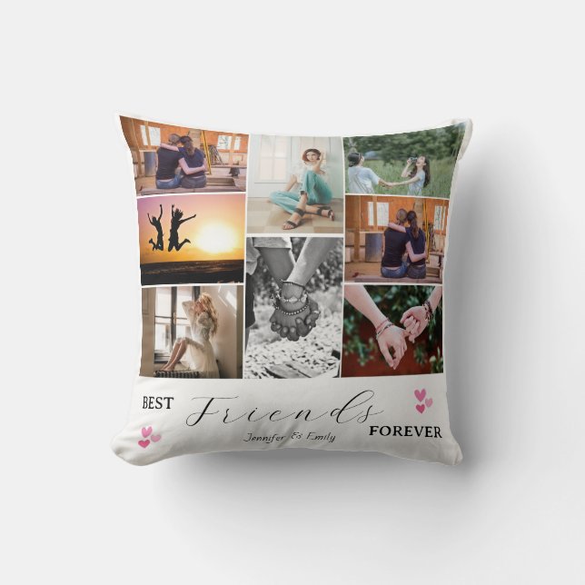 Moderne Best Friends 4-mal pro 6 FotoCollage Kissen (Vorderseite)
