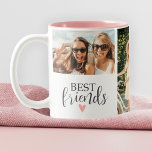 Moderne Best Friends Chic Script Foto Zweifarbige Tasse<br><div class="desc">Ein bester Freund Foto Collage Tasse mit Zimmer für 3 Foto. Personalisieren Sie es mit Fotos Ihrer Bestien. Entworfen für Sie von BlackBerry Boulevard.</div>