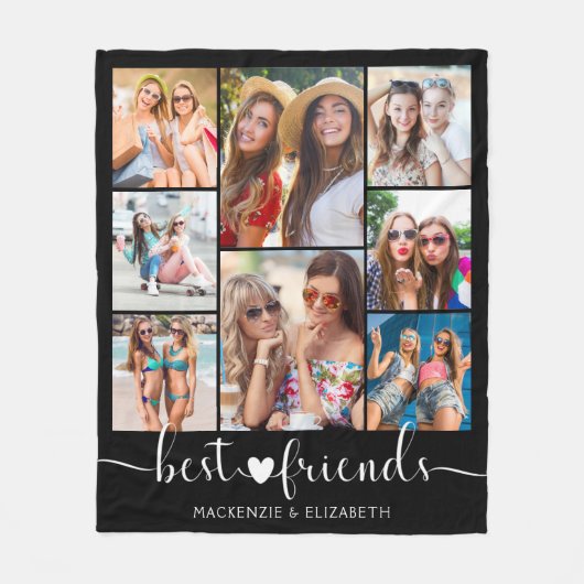 Moderne Best Friends Script Foto Collage Fleecedecke (Vorderseite)