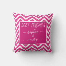 Moderne Best Friends Script Name Pink Zickzack Kissen