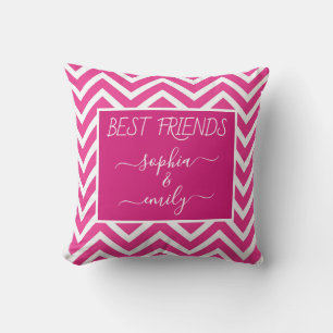Moderne Best Friends Script Name Pink Zickzack Kissen