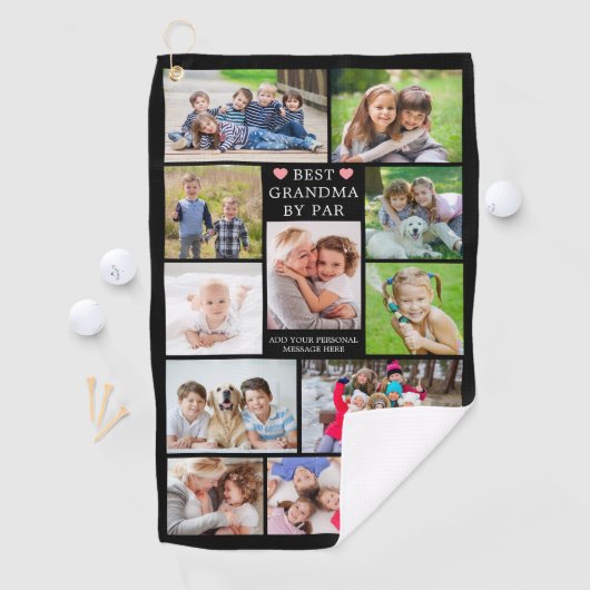 Moderne BEST GRANDMA BY PAR 12 Foto Collage Custom Golfhandtuch (Insitu)