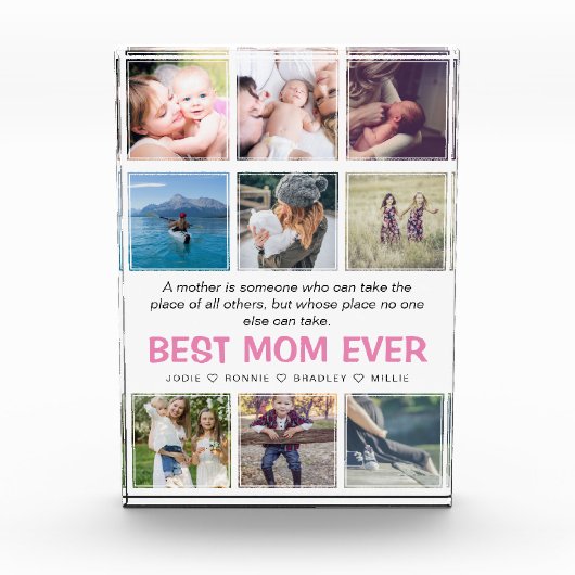 Moderne "Best Mama Ever"-Bilder und Zitaterhaltung Fotoblock (Vorderseite)