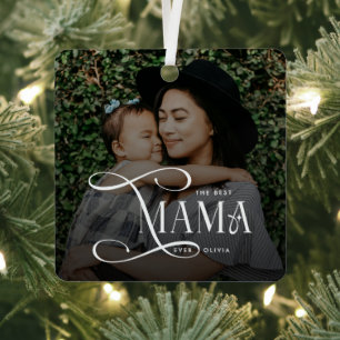 Moderne Best Mama Ever Foto Muttertagsgeschenke Ornament Aus Metall
