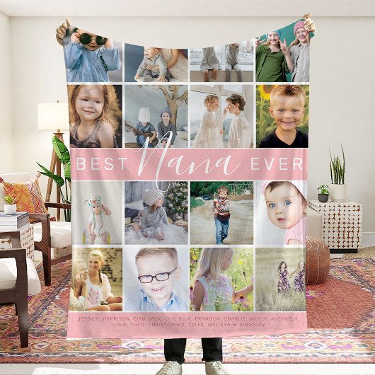 Moderne Best Nana jemals Foto Collage & Names Fleecedecke