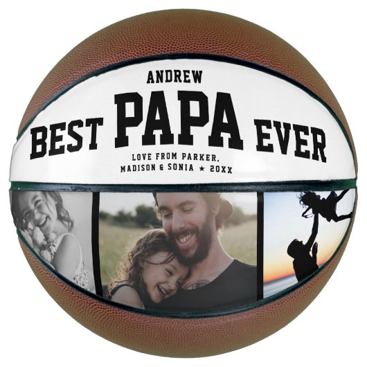 Moderne BEST PAPA JE Coole einzigartige FotoCollag Basketball (Vorderseite)