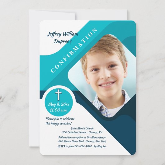 Moderne Bestätigung des Segen-Fotos Einladung (Vorderseite)