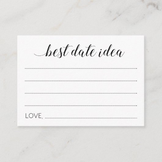 Moderne beste Date Idee für Hochzeitsratgeber Hinweiskarte (Vorderseite)