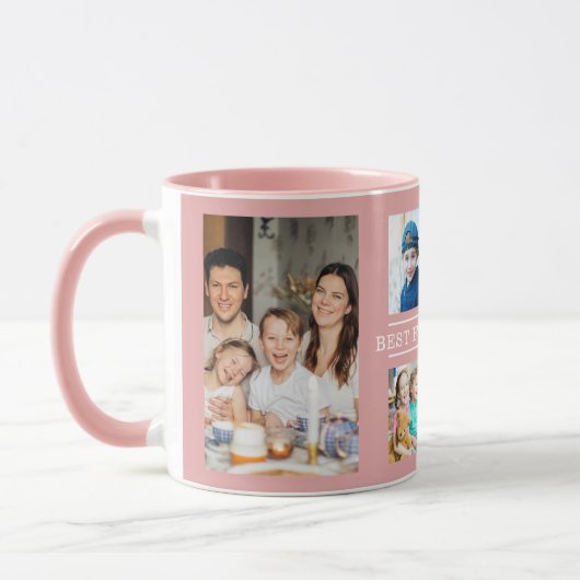 Moderne beste Familie je 6 Foto Collage Rosa Tasse (Links)