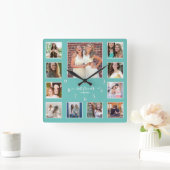 Moderne beste Freunde für immer 11 FotoCollage Aqu Quadratische Wanduhr (Zuhause)