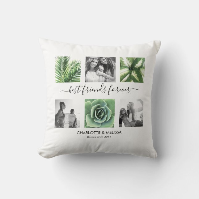 Moderne beste Freunde für immer Foto Collage Kissen (Vorderseite)