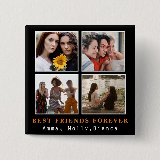 Moderne beste Freunde für immer FotoCollage | Best Button (Vorderseite)